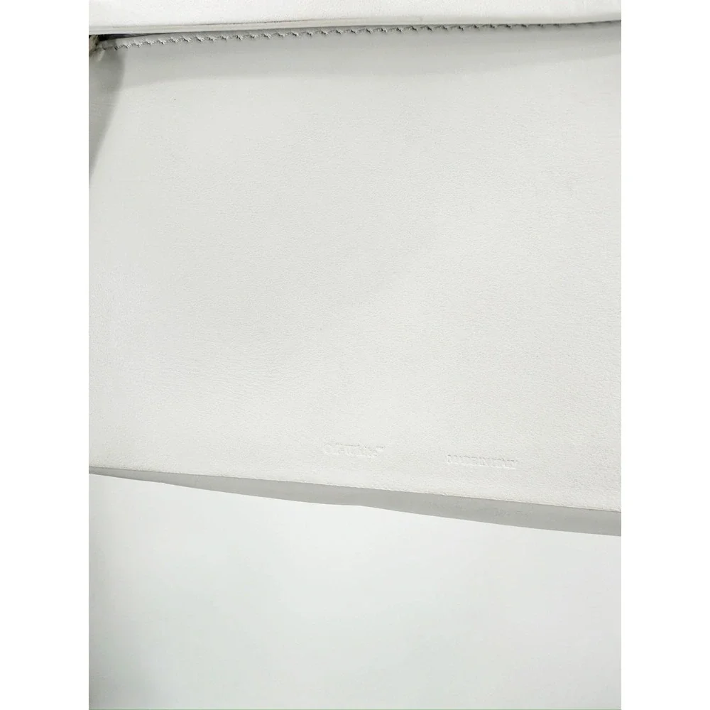 Off White White Leather Embossed Diagonal Stripe Soft‎ Binder Clip Shoulder Bag